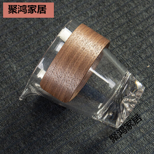 旭杉斯茶具配件玻璃公道杯防烫套隔热圈日式木杯套手持茶漏品茗杯防烫环 咖啡色木套6630款