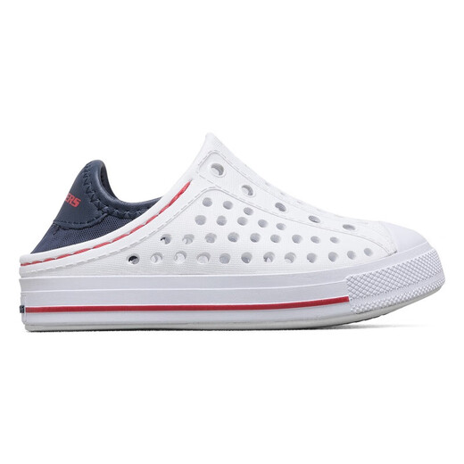 Skechers Kinderschuhe für Männer und Frauen Sommer Ein-Fuß-Stick kontrastierende lässige Sandalen Kinderlochschuhe 91995n