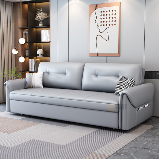 
Paicho simple technology cloth sofa bed folding dual-purpose small study room storage retractable single person pulling furniture outer diameter 2.22 meters storage model Coconut brown + latex version-tech cloth