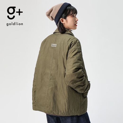 金利来（Goldlion）g+男士棉服秋冬季短款翻领复古工装棉衣男女同款外套新复古回潮 绿色-64 L 175/92A 推荐130-140斤