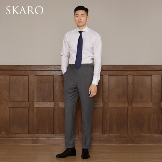 SKARO【云端触感 商务免忧】商务正装长袖衬衫男白色西装衬衣修身 白色SKE841（温莎领） 38