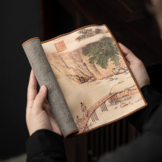 Su's Ceramic Tea Towel, Chinese Fashion Waterproof Tea Mat, Bamboo Mat, Retro Chinese Table Flag, Fabric Dry Tea Towel Mat, Two