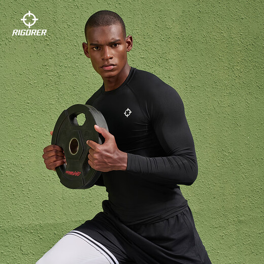 The accurate tights plus velvet, quick-drying and high-elastic fitness clothes, autumn and winter sports basketball breathable compression long-sleeved men's base suit ZZ1601134 pure black XL (180)