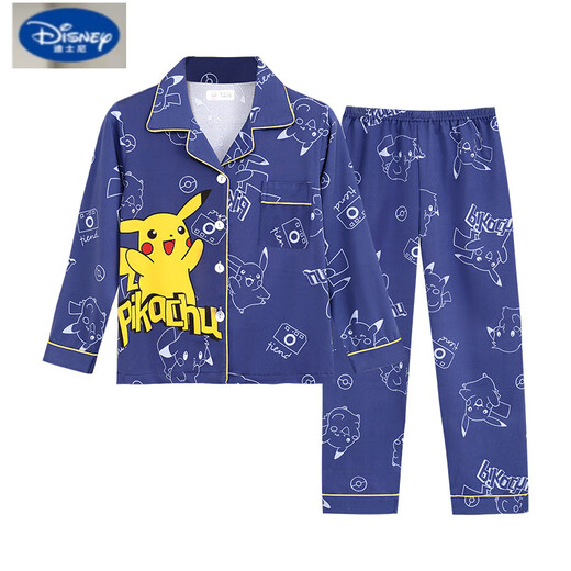 
Disney children's pajamas boys spring and autumn long sleeves pure cotton thin little boy cartoon Spider-Man dinosaur home suit Lapel G1048 plaid Ultraman 10 size [suggested height 105-115cm]