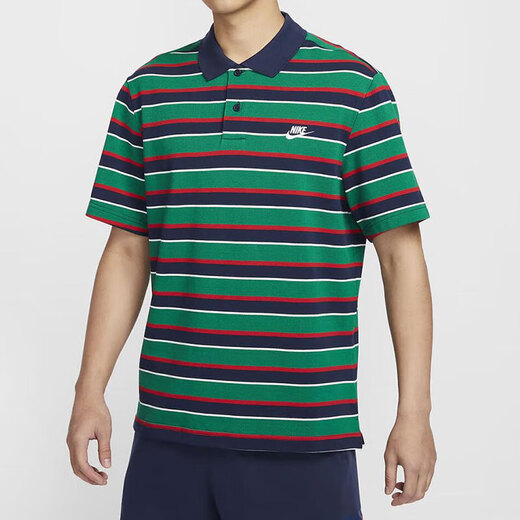 
Nike (NIKE) short-sleeved men's summer new sportswear lapel POLO shirt knitted breathable sports T-shirt FN3897-010 FN3897-410/blue and green stripes M