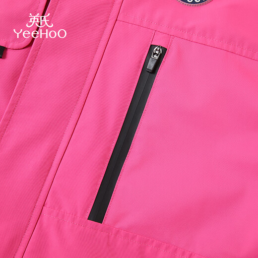 Yeehoo (Yehoo) Mädchenjacke Kinder drei-in-Eins-Gebühren Top Winter Mode warme obere mittelgroße Kinderkleidung modische Winterkleidung saubere Farbe Kapuze Arbeit Kleidung Rose rot 140