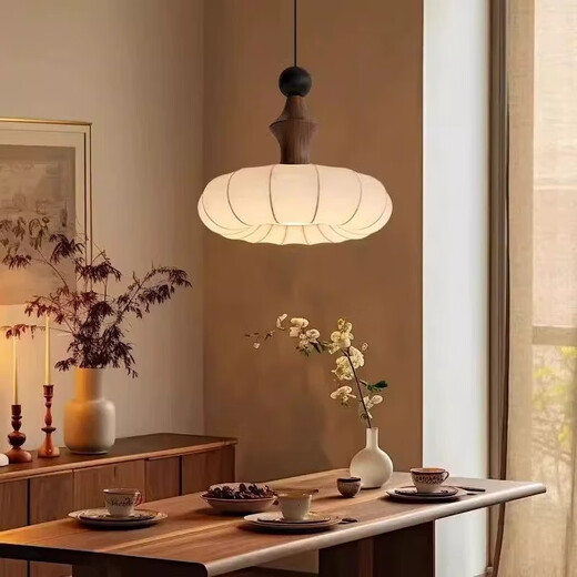 Tiffania Retro Französisch Schlafzimmer Stoff Kronleuchter Muster Chinesische Restaurantbar Tainanyang Romantic Room Hauptlampe AY9898-50 cm Drei-Farben-LED (Walnussfarbe)