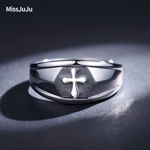 Miss JuJu pt950 platinum ring men's platinum cross ring personalized live ring adjustable weight 7.10g + certificate included
