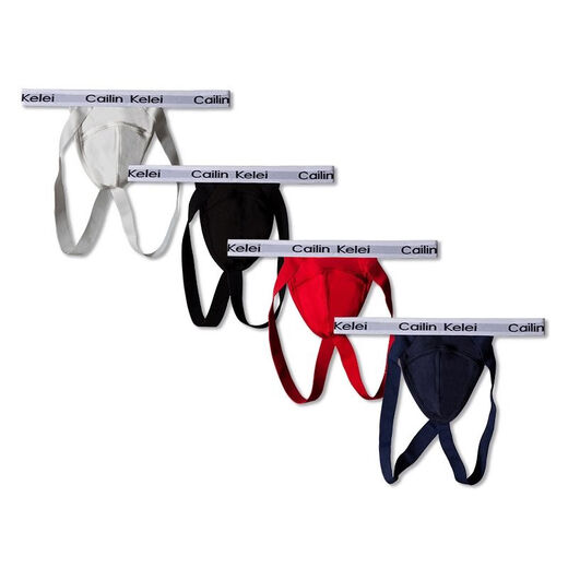 Huishi Shang Herren sexy Tanga atmungsaktive Luft-exponierte Hüftunterwäsche reine Baumwolle niedrige Taille enge Doppel-Tanga-Hosen Schwarz (WS) Herrengröße L.