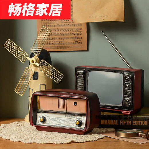 Moran Nuoer Retro Wine Cabinet Ornamente für Vintage Phonograph Radio Model Photo Requisiten Bar Home Kreative Dekoration Phonograph 13807