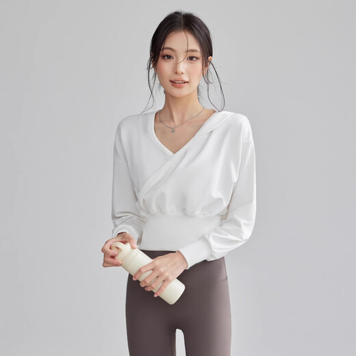 Youyou yoga wear women's long-sleeved waist slimming quick-drying sports top Pilates hooded fitness sweatshirt J34018Y black top XL recommended 130-145 Jin Jin equals 0.5 kg