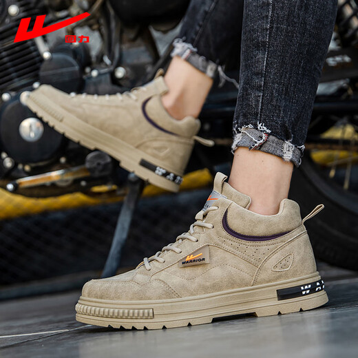Huili Men's Shoes 2025 Printemps Nouveaux chaussures polyvalentes rétro pour hommes Martin Boots Étudiant Sports décontractés High Top Work Chaussures Men Khaki / Single 42