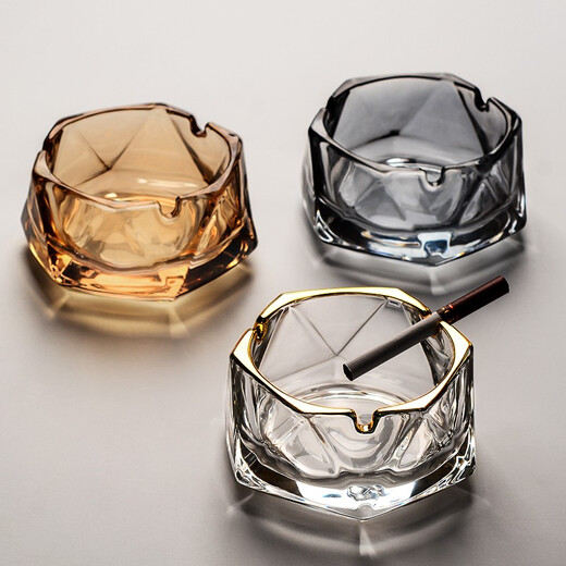 Manwei office ashtray creative personality household cigarette cup living room high-end anti-fly ash crystal ashtray Phnom Penh + Phnom Penh