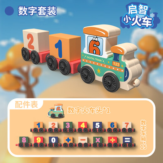 Jiuhao Digital Train Kinderspielzeug 1-jähriger 3-6 Jahre alte Jungen und Mädchen Bildung Große Partikel Frühschulgebaute Bausteine ​​[Zahl + Addition, Subtraktion, Multiplikation und Abteilung] 15 Magnetische Züge