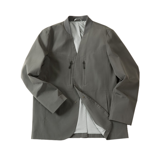 Madden Workwear American Casual Collarless Suit Jacket Men's Functional Versatile Jacket Commuting No-Iron Suit Top Dark Gray L