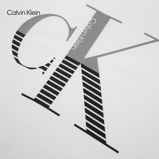 Calvin Klein Jeans Sommer Herrener Streifenbrief Druck bequemer Baumwollrunde Hals Kurzarm T-Shirt 40mc828 Yaa-Moonlight White M.
