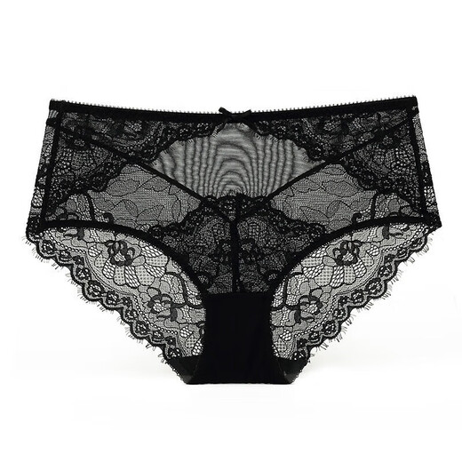 
WHIP BUNNY underwear sexy comfortable hollow women's low waist seductive lace thin breathable briefs bow 9216NK-Black L (suitable for weight 115-130Jin [Jin equals 0.5 kg])