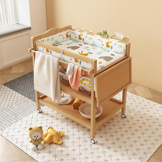 Chuangjingyi wählt Windelstisch Babypflege Tisch Massivholz Bebus Windel Tabelle Babypflege Tabelle Abnehmbares Massage-Touch-Tisch Bienenholz-Diaper-Tabelle (einschließlich Pflegepolster/Aufbewahrungsbox Rahmenstruktur_Osther_Assembly