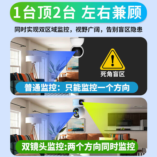 Radivision Monitor für Haushalt 360 -Grad Keine blinden Flecken mit Nachtsicht Panoramic Wireless Smart Camera Indoor Automatische Rotation HD WiFi Home Mobiltelefon Remote -Dialog -Dialog -Tracking [Empfohlen - WiFi -Version] Dual Camera 8 Millionen + 64 g Full Color Day and Night + Voice Intercom + Tracking Rotation Rotation