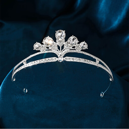 Bai Qixin crown tiara female 18-year-old crown hair accessories high-end princess bride proposal and certificate wedding accessories birthday gift large water drop crystal crown