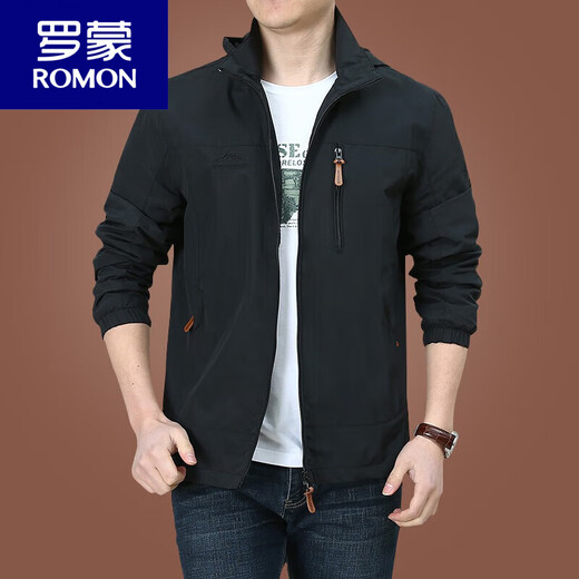 Romon (Romon) Jacke Jacke Herren Frühling und Herbst Herren Outdoor Amerikaner wasserdichte Windbreaker Herbst -Sportjacke Black 9898 Style Plus Velvet 3xl