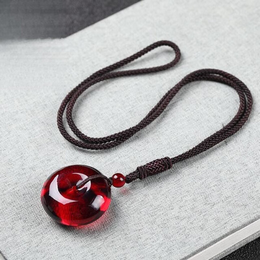 Pupan Lao Phoenix Natural Myanmar 5A Blood Amber Peace Buckle Pendant Necklace Raw Baltic Amber Pendant for Men and Women Blood Amber Peace Buckle Small Rope 0 Carat Style with Certificate