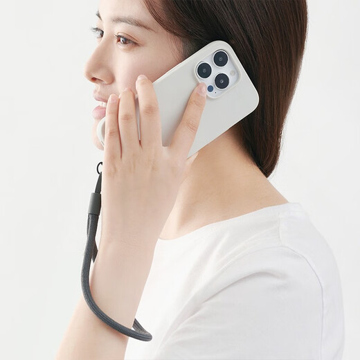 MUJI contains recycled polyester wrist lanyard short anti-lost rope mobile phone rope mobile phone chain mobile phone case lanyard dopamine dark gray