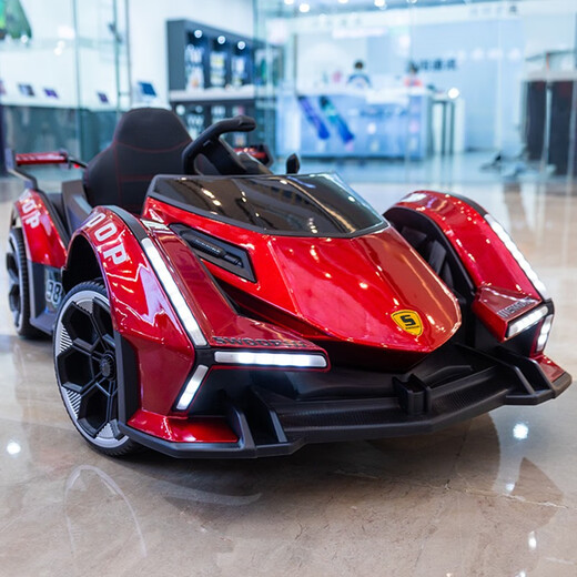 Ha Tong baby electric car, children can sit on it, four-wheel remote control charging toy car battery car for boys and girls, baby car, painted red, 12V large battery + early education + Bluetooth