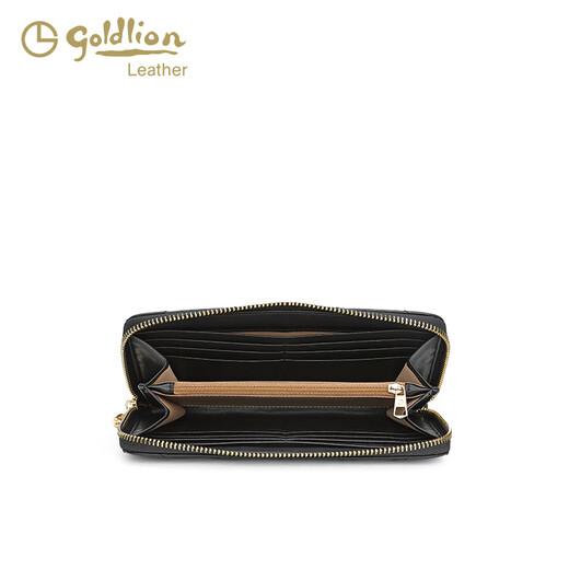 金利来（Goldlion）长款女士钱包2024新款时尚拉链手拿包多卡位大容量零钱包潮 黑色