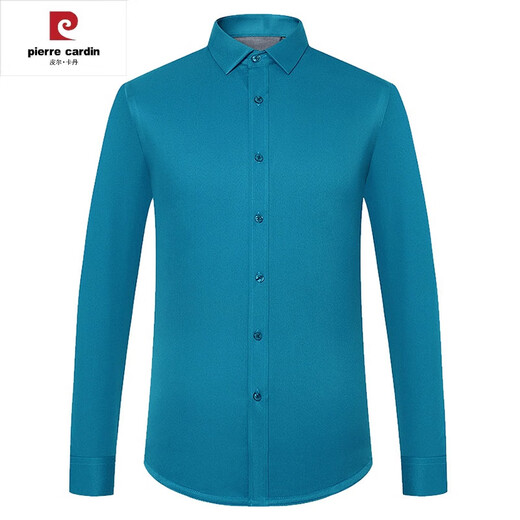 Pierre Cardin winter warm shirt men's long-sleeved velvet thickened middle-aged and elderly stretchy no-iron solid color shirt dad jacket black warm no-iron style 41/XL 145-155Jin Jin equals 0.5 kg