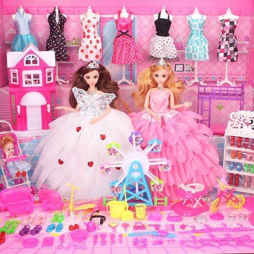 Katy Aoyangtongle dress up doll set big gift box Princess girl children's toys cloth clothes birthday gift cute store pink style 2 princess 68 pieces set
