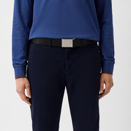 阿玛尼（ARMANI）皮带 男士织物EA7金属板扣式双面用腰带 245524 8A693 黑色/绿色 110