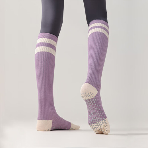 Huodiniao autumn and winter yoga socks, non-slip professional women's five-finger socks, long-tube Pilates socks, long-leg socks, dance floor socks, choose two pairs, color, contact customer service for remarks