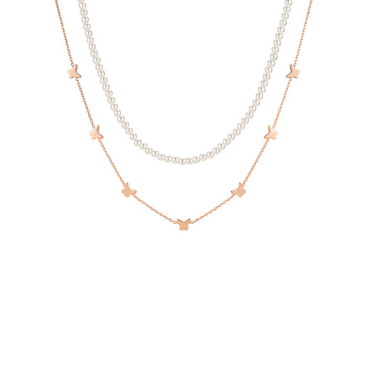 AJIDOU Ajidou Necklace Elegant and Versatile Imitation Pearl Butterfly Stacked Birthday Gift for Girlfriend and Wife Jewelry Accessories