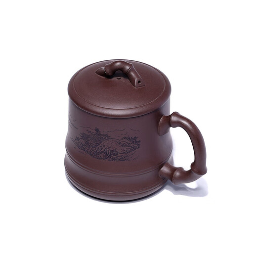Centenary Liyong Yixing purple sand cover cup pure handmade original mineral purple mud bamboo fun cup Kung Fu tea set office household tea cup