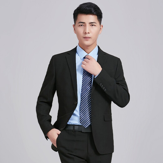HAIPAIHAOYU西装男商务正装西服修身职业装伴郎服礼服单西男装外套 黑色两粒扣单上衣 175A 【推荐55-65kg】
