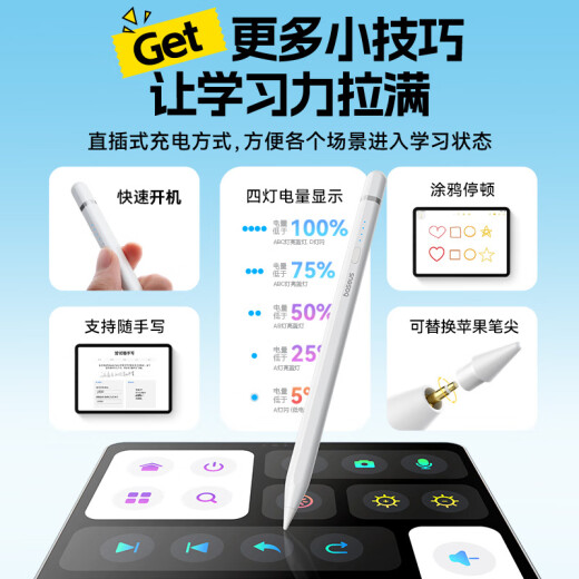 倍思电容笔iPad苹果笔【直插/TypeC快充】适用25年Pro/Air/Mini/iPad11平板触控触屏手写笔applepencil