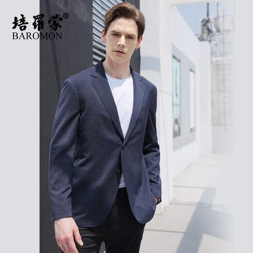 
BAROMON (100% wool] imported Italian fabric semi-lined men's suit men's jacket suit top blue 175C