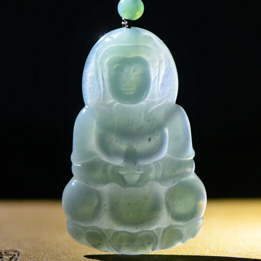千载一玉 翡翠观音吊坠 男士玉观音玉坠 玉石菩萨项链挂件 浅绿玉器玉佩 款一698油青款玉观音QZA0598i