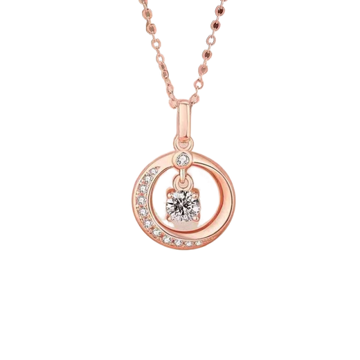 Fat Donglai's same style 18K color gold necklace pendant rose gold Xingyue AU750 light luxury clavicle chain niche design 18K necklace + gift box