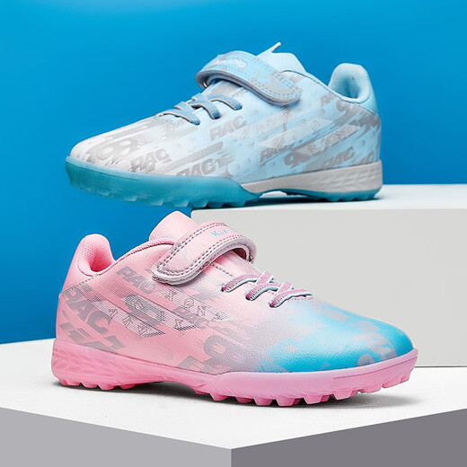 FEELACES football shoes TF broken nails small size Velcro training sneakers for boys and girls training young students exam competition 6195 Yuanyang pink moon broken nails 35 standard sports shoe size