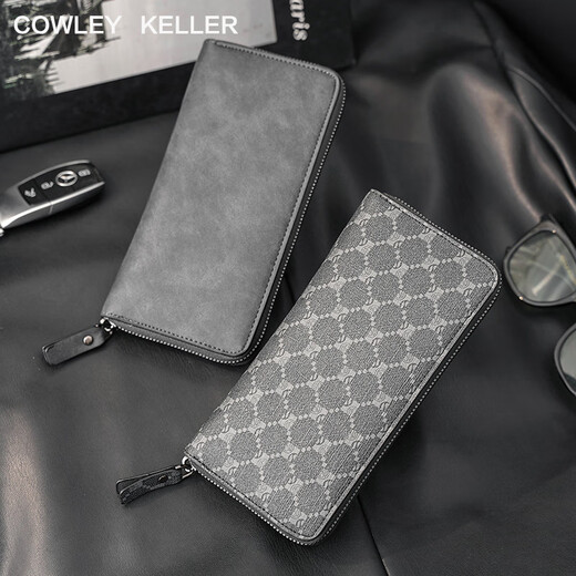 Cowley Keller Wallet Herren Langer Reißverschluss Brieftasche Münzbrieftasche große Kapazität Multi-Card-Kupplungsbeutel Mobiltelefonkartentasche CK Gray (verbesserte Version) 20*2*10 cm