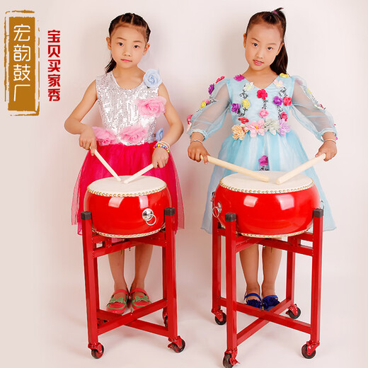 时笙5—10寸牛皮鼓大鼓儿童玩具鼓幼儿园小鼓0—3岁锣鼓镲打击乐器 5 寸牛皮鼓+小镲~