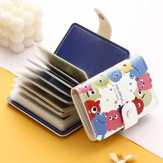 Maiweini Trendy Kartenbeutel Cartoon Nette Persönlichkeit Multi-Kartenposition Ultra-dünn Anti-Demagnetisierung kleiner Bankkartenhalter Student ID Ordner Buntes Monster [20 Karten + 2 ID-Karten] 22 Teile