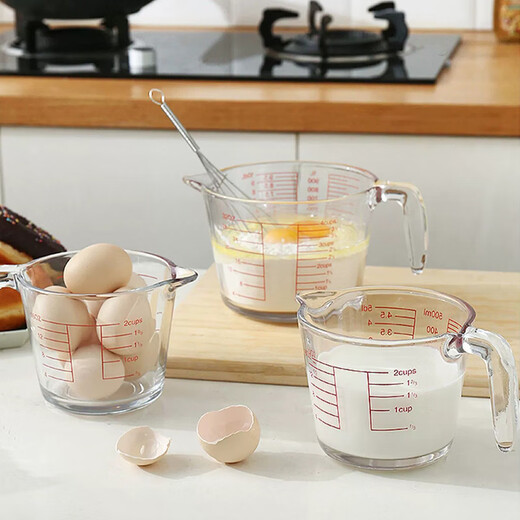 YOUAO glass measuring cup, graduated milk cup, household high temperature resistant ml large capacity cup 500ml