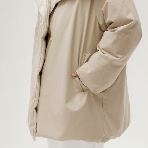 
LESS winter double-sided white duck down jacket for women's design warm mid-length drawstring jacket 2NAC12530 260/meat khaki L