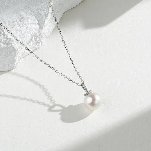 Tahiti akoya pearl pendant 18K gold diamond seawater pearl necklace for girlfriend akoya 8.5-9mm +925 silver chain