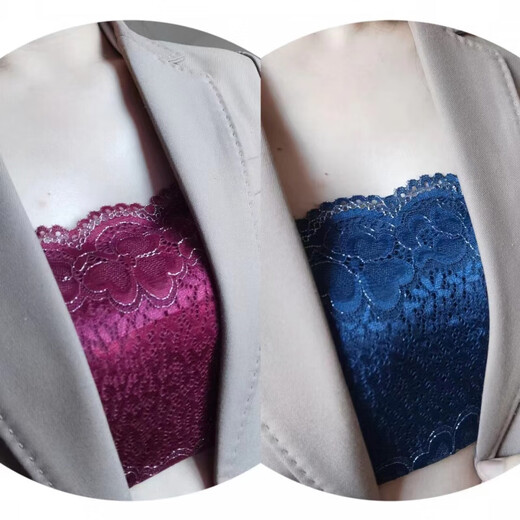 Jie Yintong anti-exposure breast cover artifact lace one-piece tube top anti-exposure breast cover cloth low-neck fig leaf skin silver fixed up and down one size fits all //005//