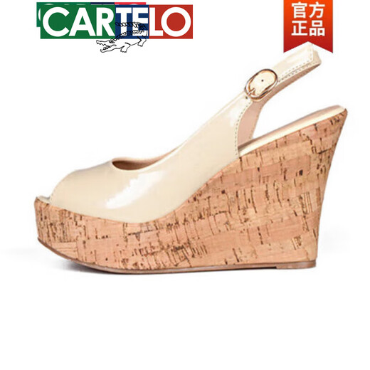 卡帝乐鳄鱼（CARTELO）高档2025夏季新款高跟凉鞋坡跟鱼嘴鞋厚底松糕鞋防水台女鞋小码31 黑色 41