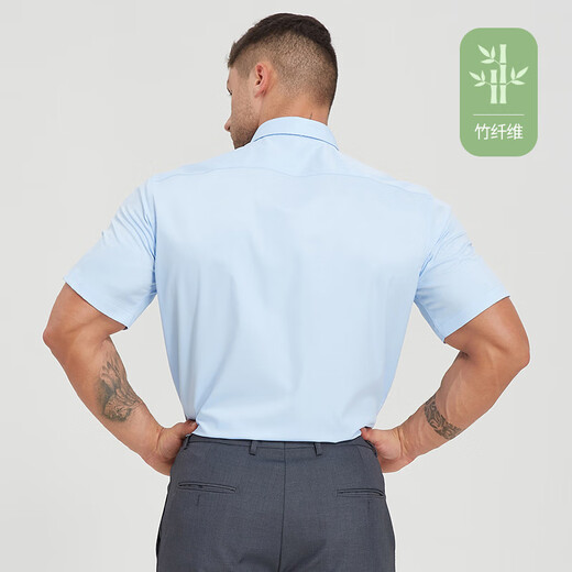 Dibinze large size short-sleeved shirt for men fattened loose business casual no-iron anti-wrinkle bamboo fiber stretch white shirt
